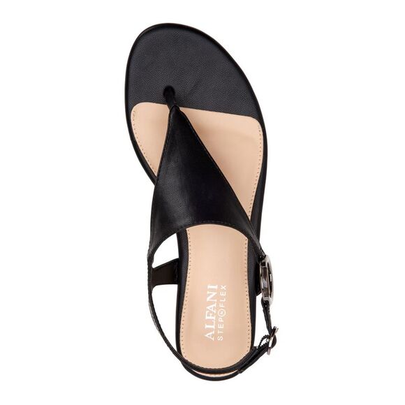 ALFANI Womens Black Adjustable Hayyden Round Toe Wedge Thong Sandals 7.5 M - Picture 3 of 5